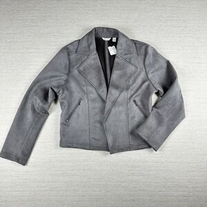 CATO Faux Suede Moto Jacket Gray Size Large New With tags